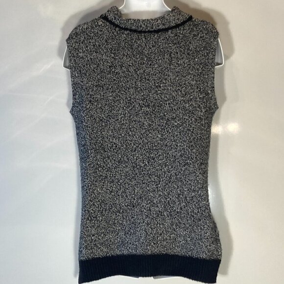 Loft SZ M Black & White cotton wool sleeveless turtleneck sweater tunic layer - Picture 4 of 7